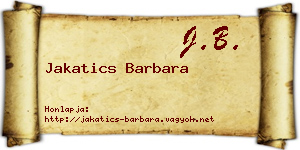 Jakatics Barbara névjegykártya